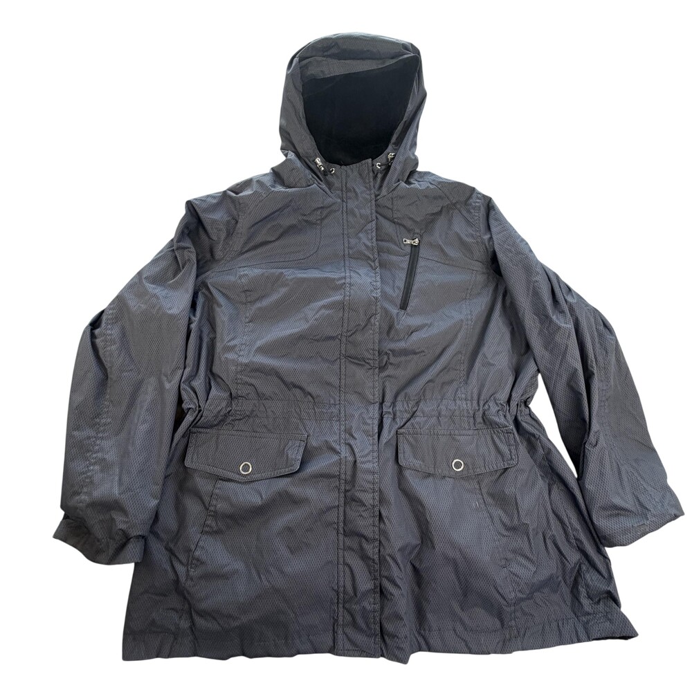 Free Country Jacket Womens XL Gray Hooded Faux Fur Lined Parka Zip Pockets
